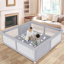 besuhot Large Baby Playpen 79x79 Inch, Playpens for Babies and Toddlers, Indoor & Outdoor Extra Large Kids Activity Center, Baby Play Yard with Zipper Gates.