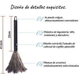 2 Piezas Plumeros de Plumas de Avestruz - Plumero Extensible para Polvo con Mango Largo, Sacudidor de Polvo Reutilizable para Muebles, Ventanas y Hogar, Limpieza Profunda sin Rayar Superficies