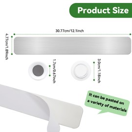 ZDZBLX Magnetic Board 4-Pack, Frameless Memo Bulletin Board Bar for Wall | Adhesive Backing Metal Magnet Board Strips for Office, Home, Kitchen | Includes 7 Strong White Magnet | Metal Magnetic Strips