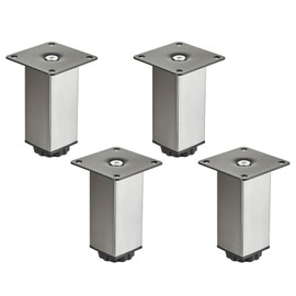 SOTECH Zulu Furniture Feet, 38 x 38 x 100 mm, Stainless Steel Look, Maximum Load 100 kg per Foot, Set of 4