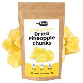 IAN's Dried Pineapple Chunks (2lb) Sweetened With Natural Cane Sugar - Dehydrated Pineapple Chunks, Candied Pineapple, Dried Fruit Energy Snacks