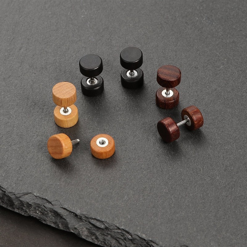 Charisma 16G Wood Faux Gauges Plugs Earrings For Men Women