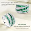 RANDES 925 Sterling Silver Crossover Statement Ring Wedding Bands Emerald