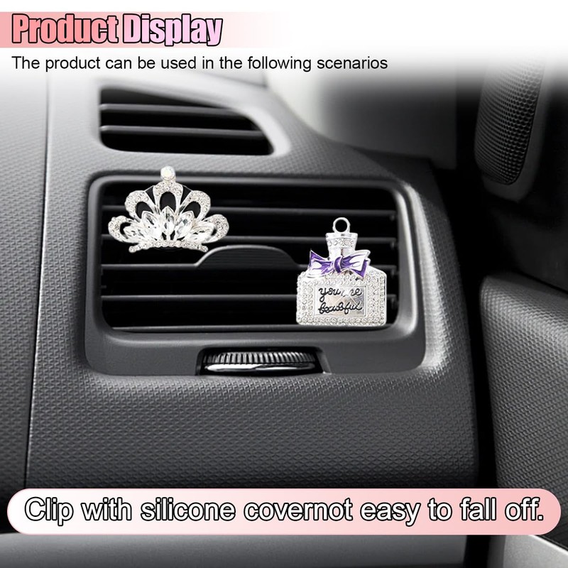UHANBUT 4PCS Bling Car Air Freshener Vent Clip, Crystal Rhinestone