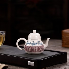 SILINE Zisha Teapot,Chinese Genuine Yixing Clay Teapot 7.4 Oz, Infuse Brew Kung Fu Loose Leaf Tea Maker -Siting,White Duanni Clay