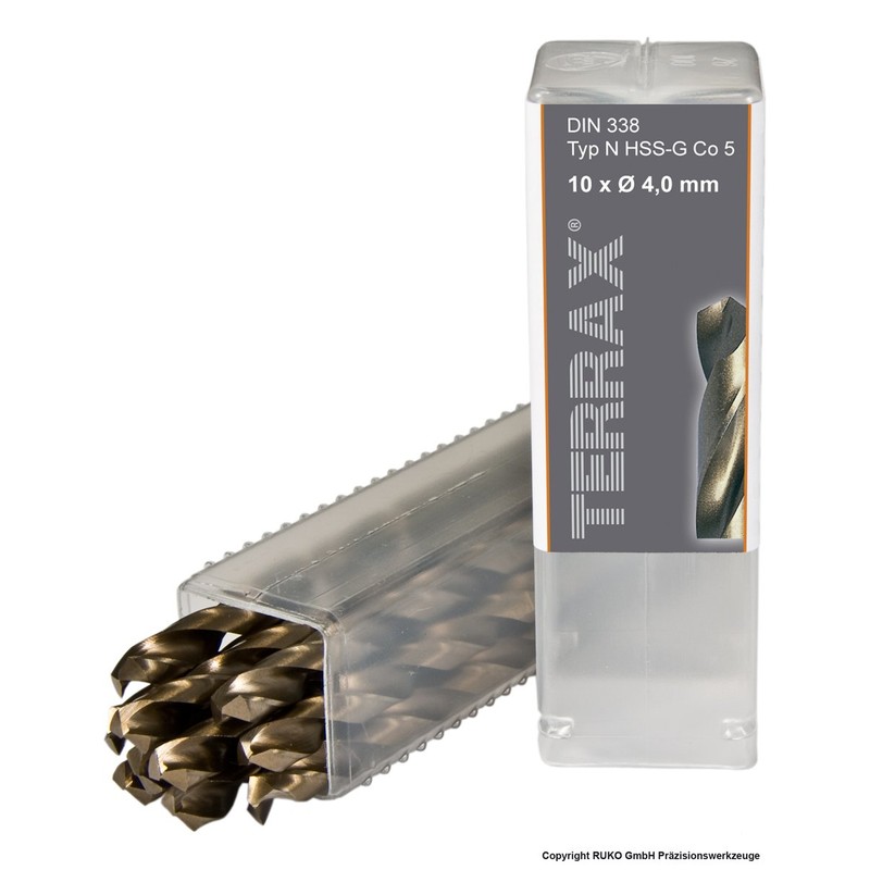 Ruko Terrax Spiral Drill HSS-CO5 4 mm in a 10