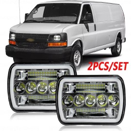 Unbranded For Chevy Express Cargo Van 1500 2500 3500 Pair 7x6 5x7 Headlights Hi/Low
