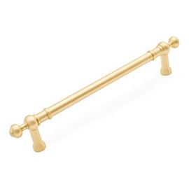 RK International RKI SB-12 C/C Satin Brass R.K. International PH 4622 SB 12" Center Plain Appliance Pull with Decorative Ends