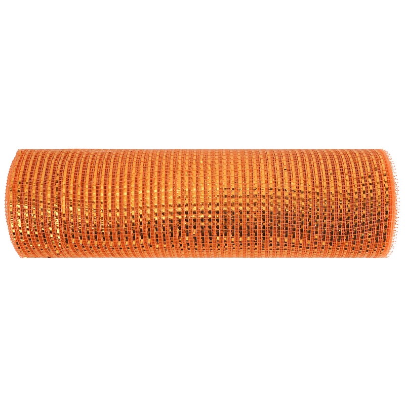 MEEDEE Orange Deco Mesh 10 Inch Deluxe Wide Foil Fall
