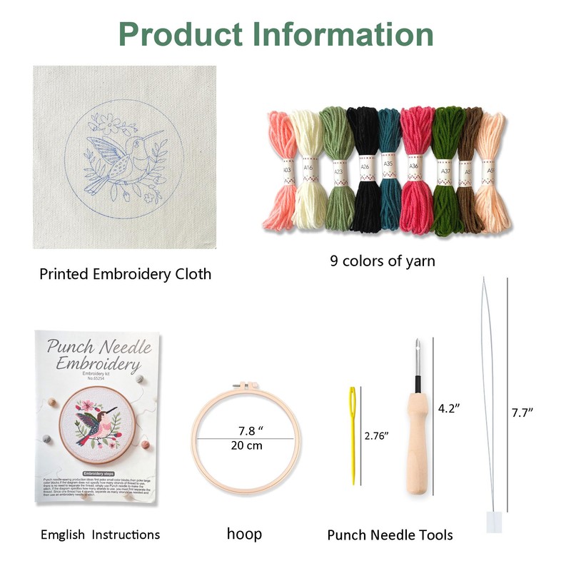 Myfelicity Punch Needle Embroidery Kit, Beginner Craft Set with Animal