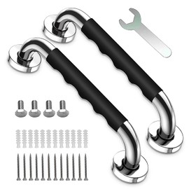 Grab Bars for Seniors, Pack of 2 Non-Slip Handles, 30 cm Grab Rail Shower Stainless Steel Shower Bath Handle with Screw for Toilet Bathroom for and People with Disabilities
