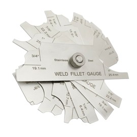 JENSWILL 1/8"-1"(3.2-25.4mm) Cam Type Weld Gauge 7-Blades Fillet Weld Gage Rl Gauge Stainless Steel Depth Gauges Welding Metric & Inch Test Ulnar for Boilers, Bridges, Shipbuilding