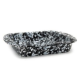Golden Rabbit Enamelware - 9" square Brownie Pan (Black Swirl)