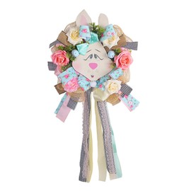 Easter Wreath for Front Door Decorations Rabbit Wreath for Easter Party Decor Garlands Cute Bunny Pendant for Home Decorations