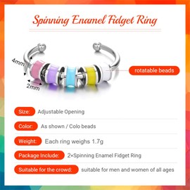 GENSMILE Anxiety Fidget Anti-Stress Ring - Pearl Rings Bead Spinner for Women, Mood Ring, Soothing Ring for Girls, Adjustable Peace Ring, Anxiety Ring, Finger Spinner, ADHD Ring, Gifts, Metal