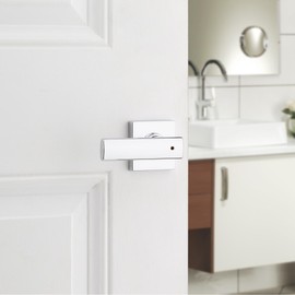 Kwikset Breton Interior Privacy Door Handle with Lock, Door Lever For Bathroom and Bedroom, Polished Chrome Reversible Keyless Turn Lock