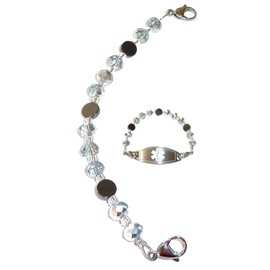 Hidden Hollow Beads Women's Artistic 6.5 or 5.5 inch long Medical Alert ID Interchangeable Replacement Bracelet, Identification Vital info tag (Silver, 5.5 inches)