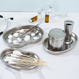 3 Pieces Stainless Steel Kidney Tray, Graduated Metal Emesis Basin, Reusable Kidney Bean Shaped Bowl Bowl, Dental Lab Instrument, Surgical Tray for Medical Waste