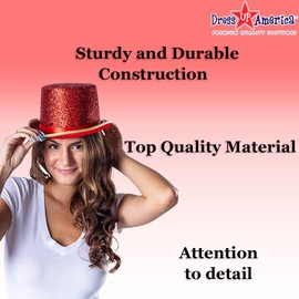 Dress Up America - Sombreros para Adultos, Sombrero de Esmoquin Brillante para Hombres y Mujeres, Sombrero de Mago (Rojo), Rojo -, Talla única