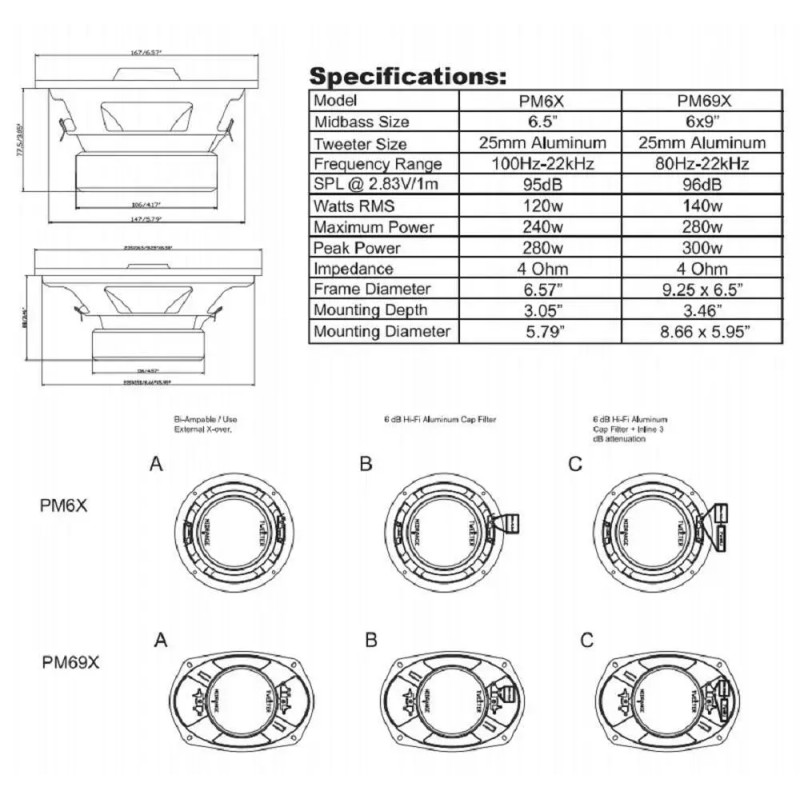 Toro Tech Audio – PM69X, 6x9 Inch 140w 4 Ohm
