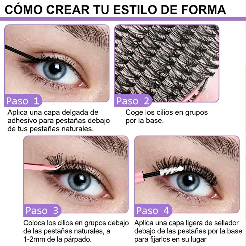Pestañas Extensions Kit 252 Piezas 7090d Curvación D 9-16 Mm