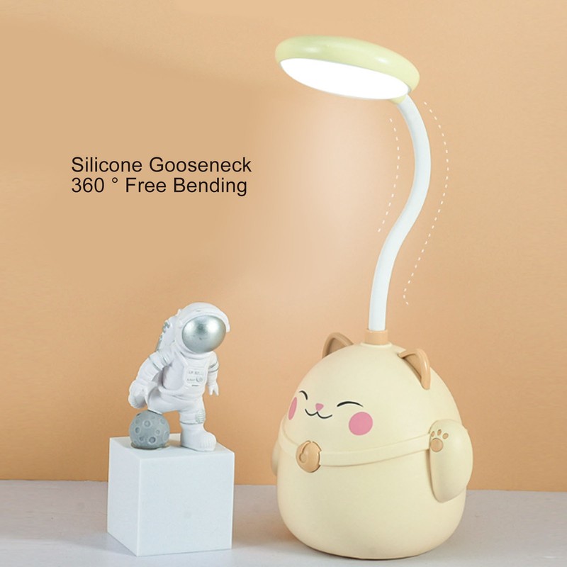 LED Table Lamp USB Charging Gooseneck Reading Light Pen Holder