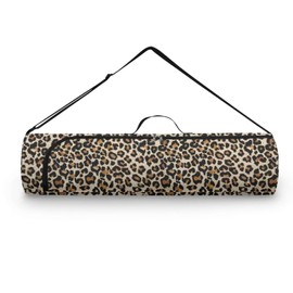 Pzuqiu Leopard Print Yoga Mat Bag for Women & Men Travel Yoga Gym Bag for Thick Exercise Yoga Mat Full-Zip Yoga Mat Carrier Bag for Class Workout Park with Adjustable Strap