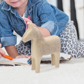 HOODANCOS Unfinished Wooden Dala Horse Figurine 2pcs Swedish Dalecarlian Horse Statue Blank Wooden Horse Sculpture for Kids DIY Painting Toy Mosaic Crafts