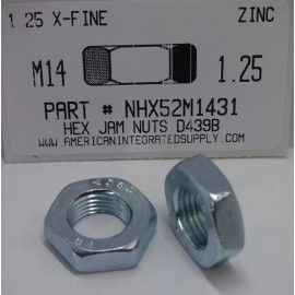 AMERICANINTEGRATEDSUPPLY.COM M14-1.25 HEX JAM NUTS CLASS 4 STEEL ZINC PLATED (5)