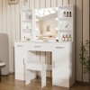Yamissi Vanity Table Set with Lighted Mirror Makeup Dressing White