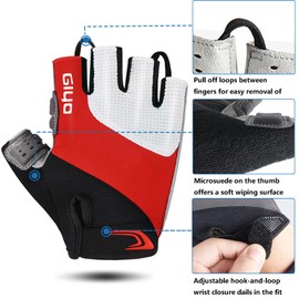 GERZHIUBN Cycling Gloves Half Finger Bike Gloves Men Women for Cycling Outdoor Sports,Red