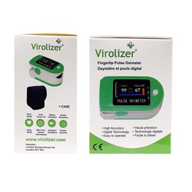 Virolizer Oxygen Saturation Monitor, Fingertip Pulse Oximeter Blood Oxygen Monitor SpO2 Oximeter LED Display, Auto-Sleep Function with Carry Case