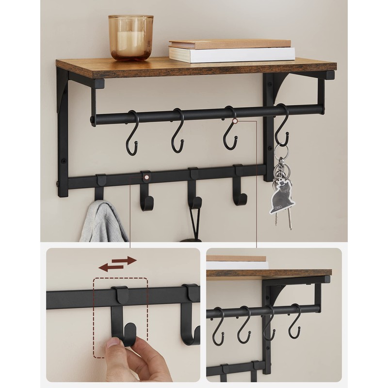 VASAGLE Laundry Room Shelf Wall Mounted, Coat Rack Shelf, with