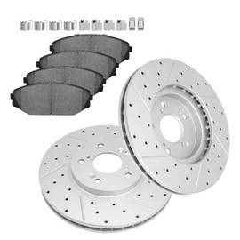 Fraxle Front Drilled & Slotted Disc Brake Rotors and Ceramic Brake Pads kit for Honda Odyssey 1999 2000 2001 2002 2003 2004, Acura MDX 2001-2002