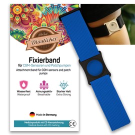 Diasticker® Freestyle Libre 3 – Fixation Strap | Flexible – Waterproof – Strong Hold | Sensor Protection, Fixation for Freestyle Libre Sensor | Holder: Black (Medium: 25-35 cm, Royal Blue)