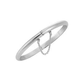 Silverly Round Hinged 925 Sterling Silver Bangles for Women Solid 925 With Chain - Classic Silver Bangle - Simple Elegant Mum Auntie Birthday Gifts - Sterling Silver Bracelet