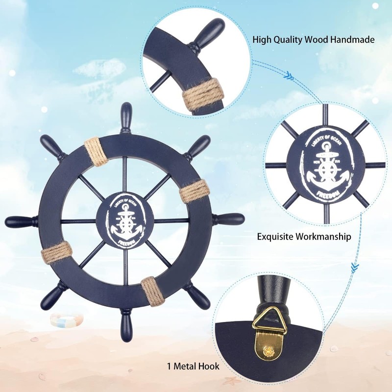 Fangoo 2 Pack 28 CM Wooden Ship Wheel and 33