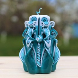 Unique Teal Candles-Best Mothers Day gifts-Carved Magic Candles-Oscar candles