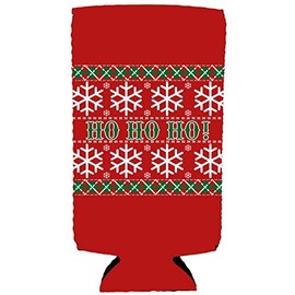 Ho Ho Ho Christmas Neoprene Collapsible Slim 12oz Can Coolie (2)