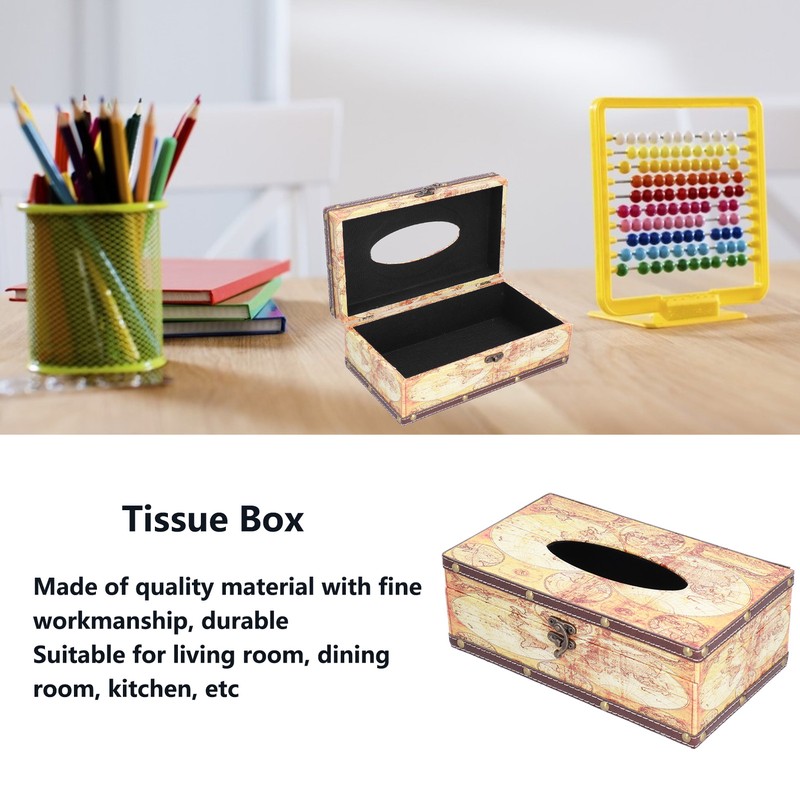 Tissue Box Organizer Composite Wood Leather Rounded Edges Premium Texture