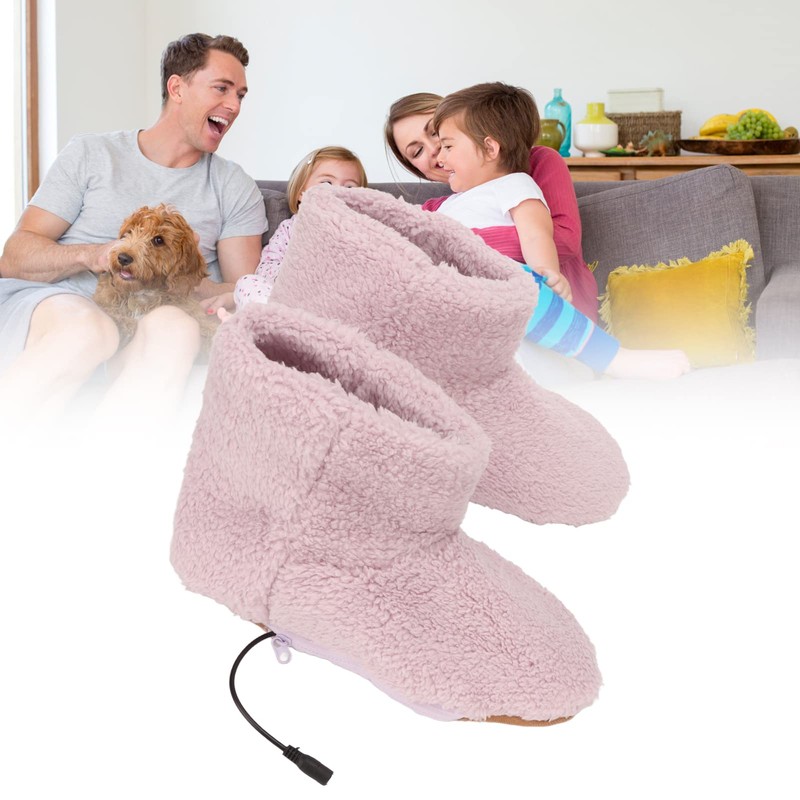 Heated Foot Warmer Electric Heating Booties Slippers, Soft Plush, Wear