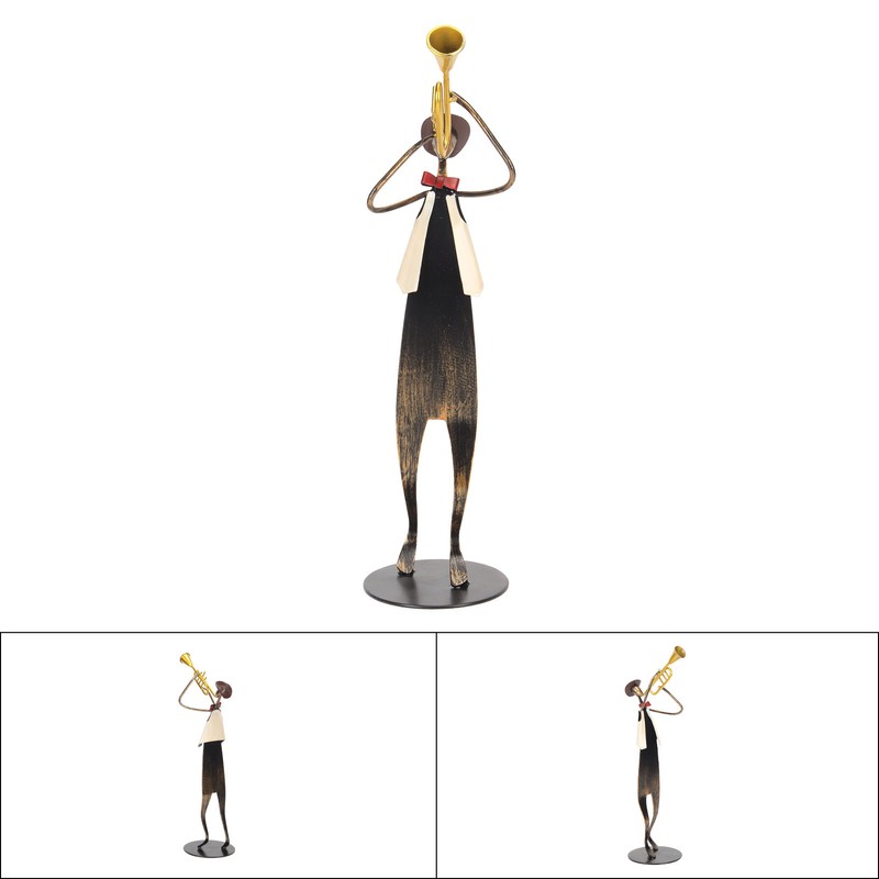 Trumpet Player Figurine Modern Abstract Handcrafted Metal Musician Sculpture for