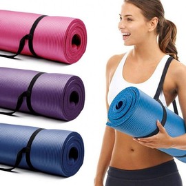 15mm Stretching Exercise Home Pilates Mat Yoga Mat 15mm Blue + Strap