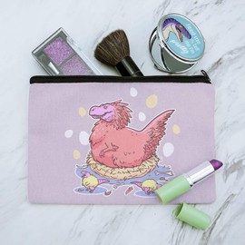 Feathered Tyrannosaurus Rex Dinosaur Nesting With Babies Makeup Cosmetic Bag Organizer Pouch