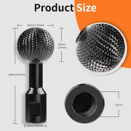 Boounyatin Sphere Rotary Burr with 5/8-11 Threads for 4 1/2 and 5 Inch Angle Grinder, Ball Gouge Angle Grinder Attachments Power Carving Tools for Woodworking Polishing Engraving