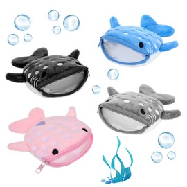 Tyqour Pack of 4 Shark Coin Purse Mini Cartoon Coin Bag Small Purse Kids Mini Coin Purses for Women Girls Cute Coin Purse Zip Funny Small Purse