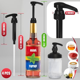 Black Coffee Syrup Dispenser Pump Plastic - 4Pcs Plastic Oil Bottle Dispenser Pump Coffee Bar Accessories Sugar Free Vanilla Syrup Pumps 750ml Bottles- Caramel Coffee Syrup Dispenser Plastic Dispenser