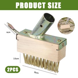 Bogoro Set of 2 Weed Joint Brush with 29 x 30 Metal Bristles and Scraper Against Weeds Without Handle, Weed Joint Brush, Joint Cleaning Steel Brush, Metal Bristles and Scraper Against