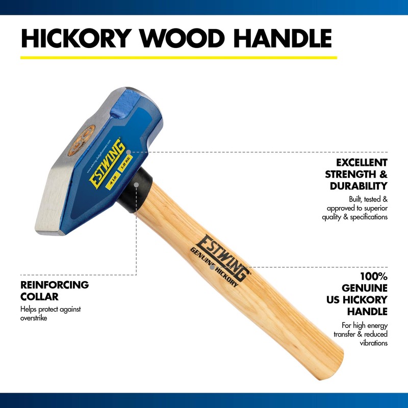 Estwing Blacksmith Hammer, 4 lb Head, 14" Hickory Wood Handle,
