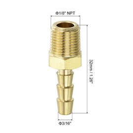 QUARKZMAN Brass Hose Barb 2 Pieces 3/16 Inch Barb x 1/8 Inch NPT Male Brass Hose Barb for Water Fuel Air